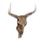 Bronze Polystone Carved Skull Cow Wall Decor 28" x 7" x 30"